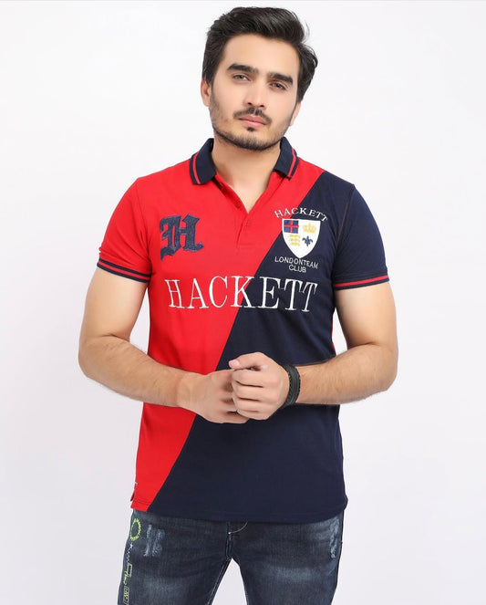 Red contrast polo shirt