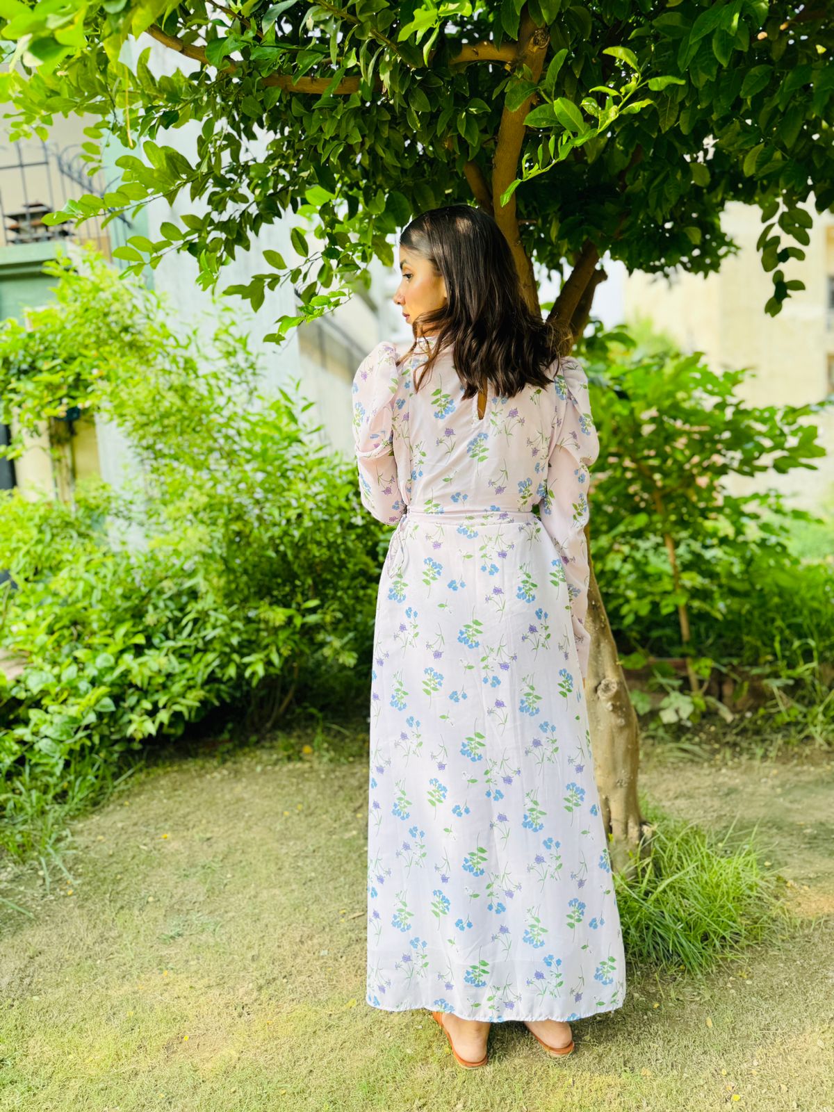 White Full flared Frock