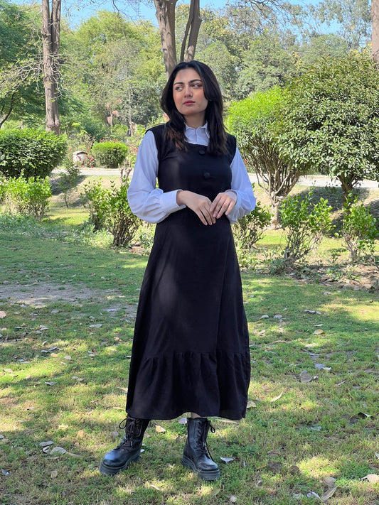 Black frock with white shirt