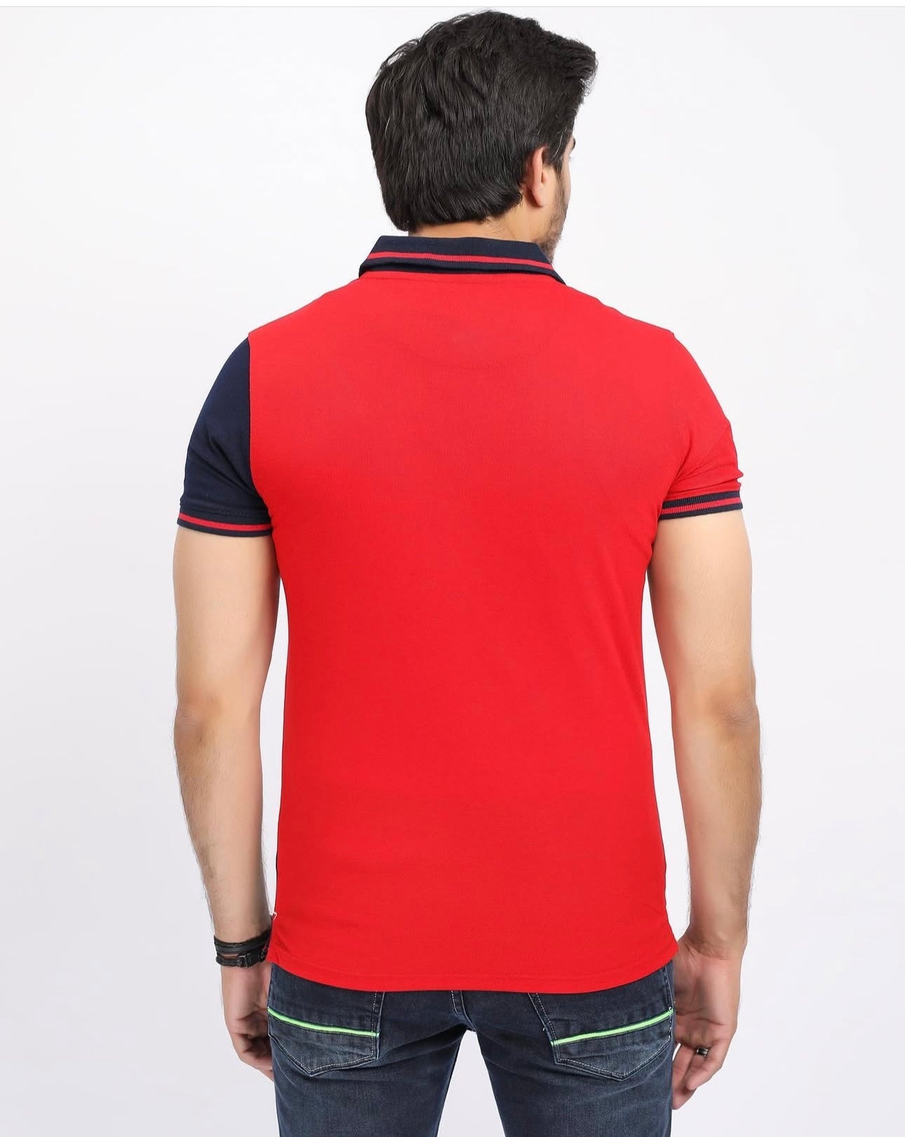 Red contrast polo shirt