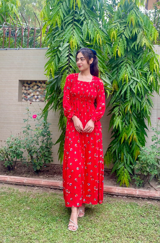 Red Floral Frock