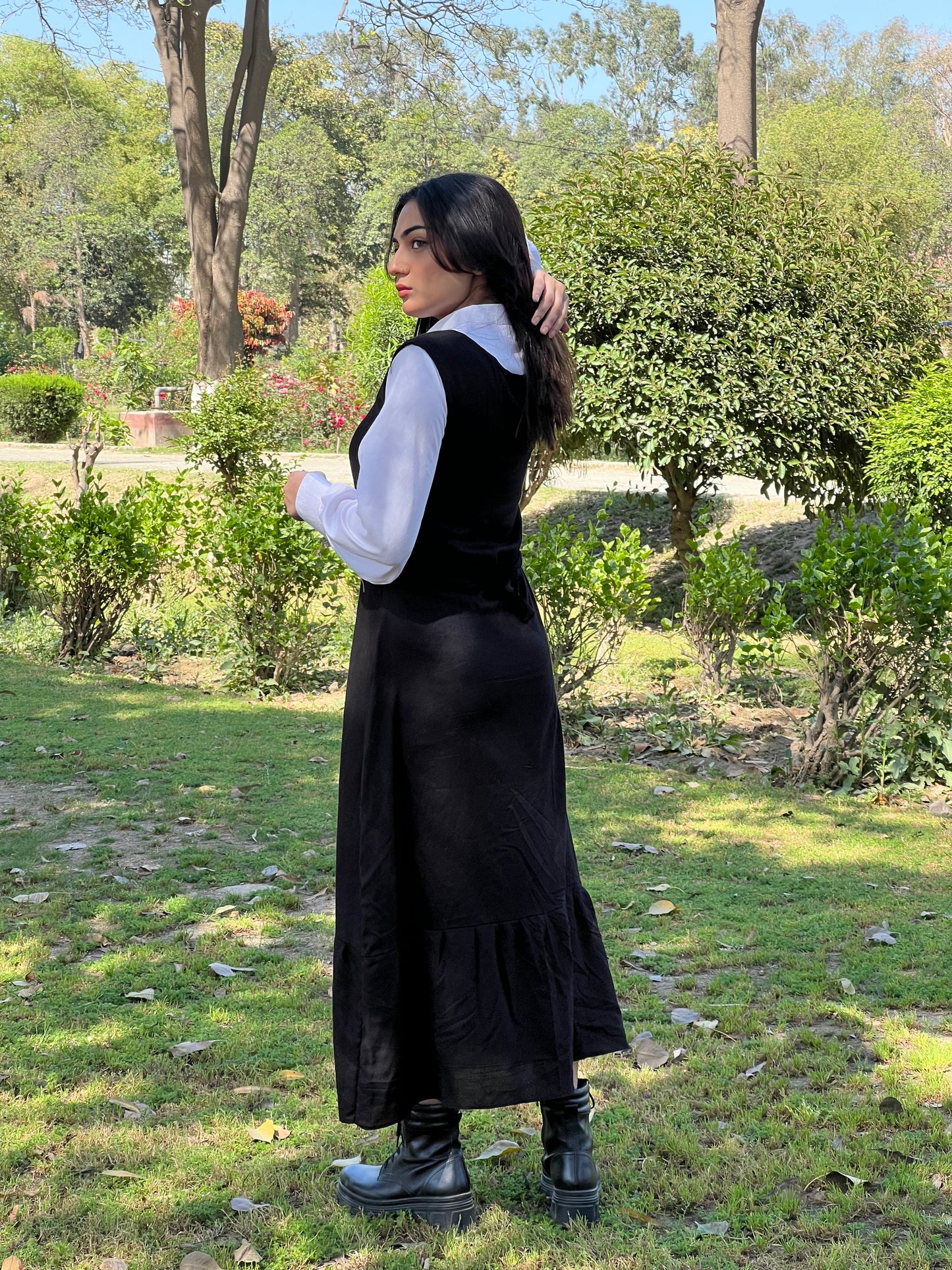 Black frock with white shirt