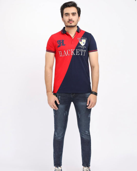 Red contrast polo shirt