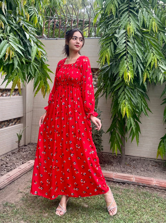 Red Floral Frock