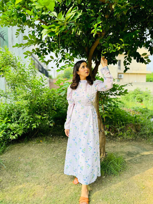 White Full flared Frock